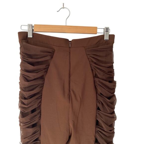 House of CB NWTs Isolde Chocolate Layered Mesh Trousers Pants size Large - Picture 6 of 9